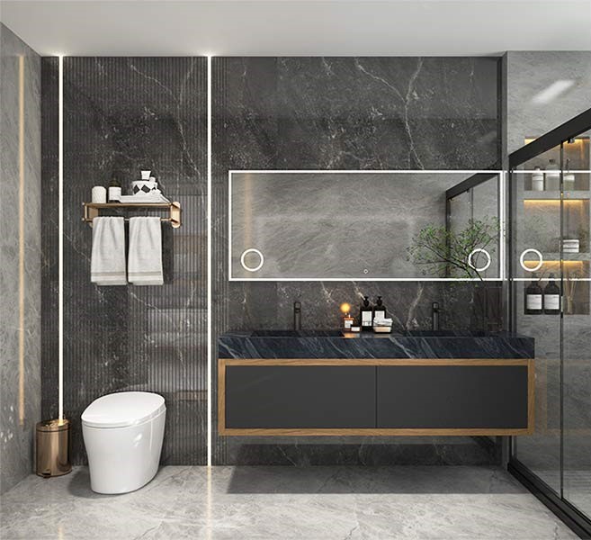 Black Bathroom Vanity with Blue Grey Countertop OBV22-EN Black Bathroom Vanity with Blue Grey Countertop OBV22-EN