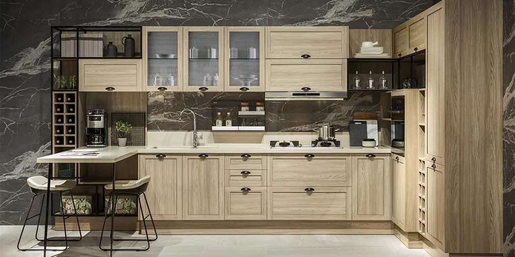 Classic Wood Grain Kitchen Cabinet
