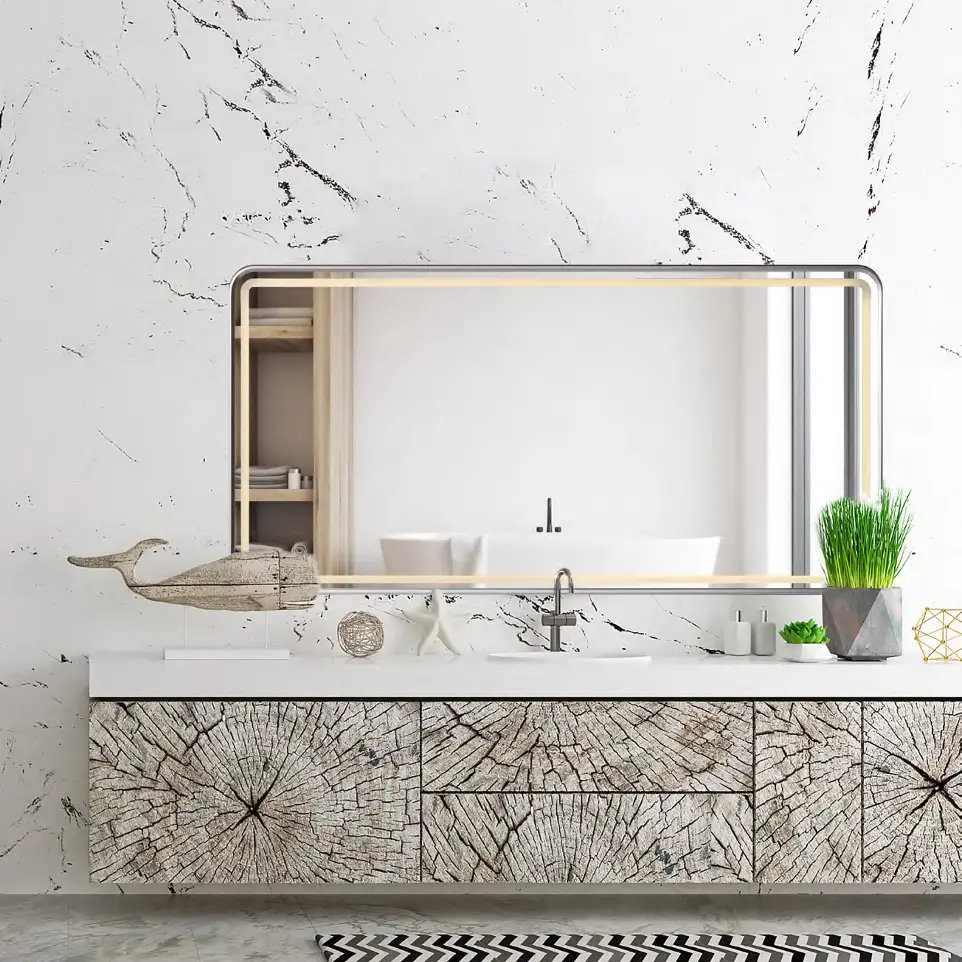 LED Framed Mirror with sandblasted border LED Framed Mirror with sandblasted border