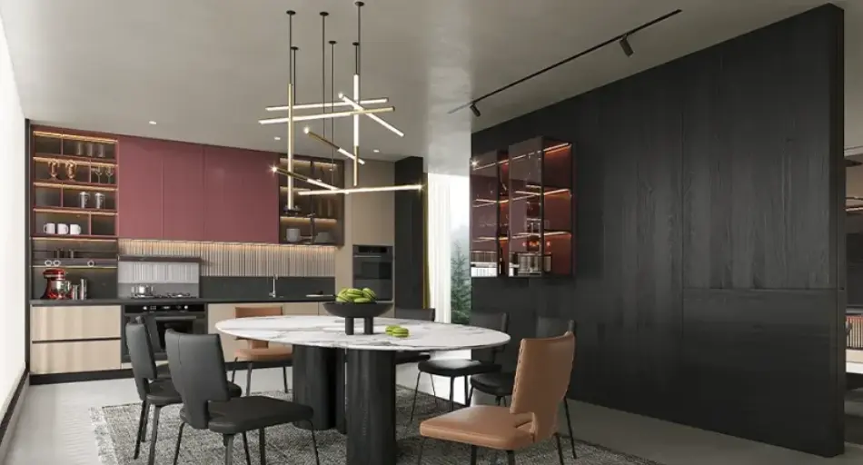 Red Modern Minimalist Stylish Kitchen Cabinets – OBK24L03
