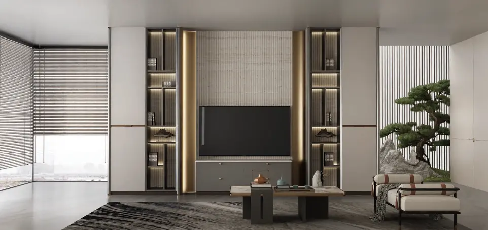 Modern Living room with glass door design