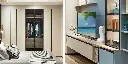 Modern Simple Style Wardrobe with Melamine and Glass Door