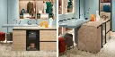 Light Blue Melamine Modern Simple Wardrobe