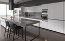 White Cabinets Grey Countertops Large Kitchen OBK22-L27