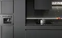 Dark Grey Cabinets with Black Worktop OBK22-M03