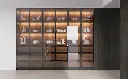 Dark Wood Kitchen Cabinets with Grey Countertop OBK23-M01