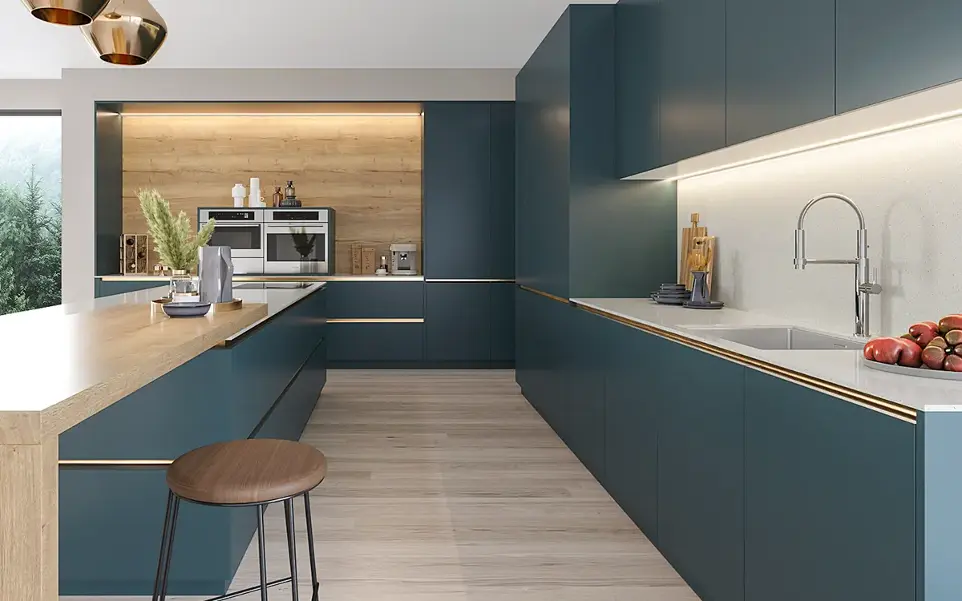 Blue Green Kitchen Cabinets Modern Style OBK23-L10