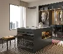 Dark Grey Custom Built-in Closet with Island OBW23-M04