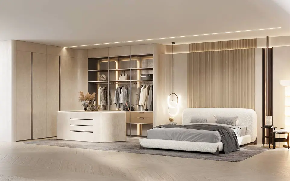 Beige Walk-in Closet in Textured UV Lacquer BLYJ23009