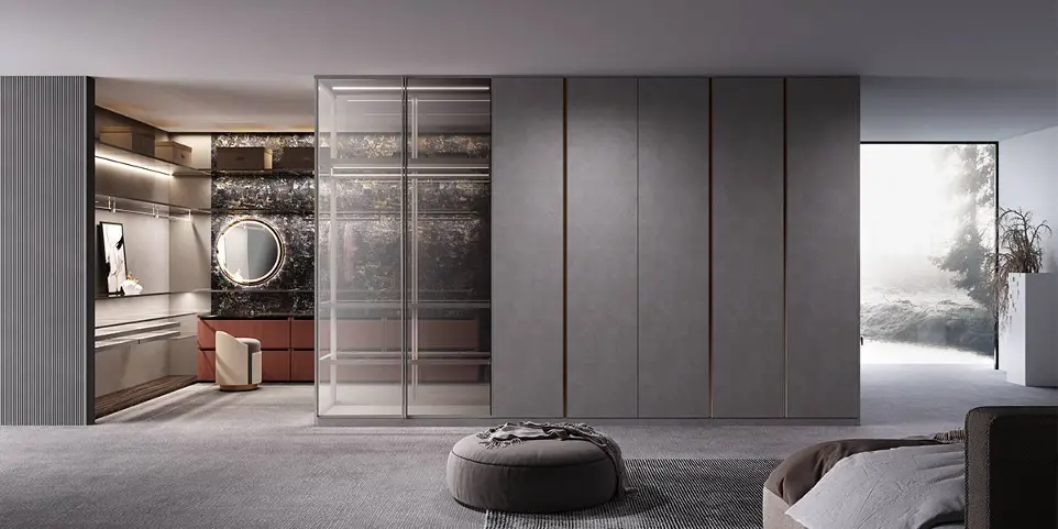 Grey Large Master Bedroom Closet Design OBW22-M01