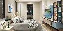 Modern Simple Style Wardrobe with Melamine and Glass Door