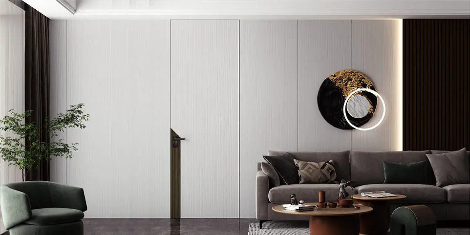 Modern White Flush-to-wall Interior Door YDG156D