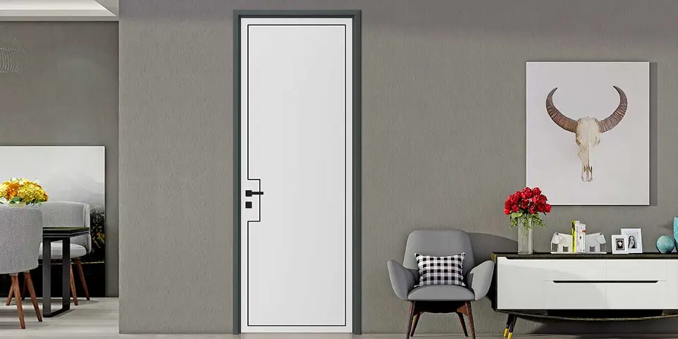 Modern Minimalist White Geometric Wooden Door YDG060D