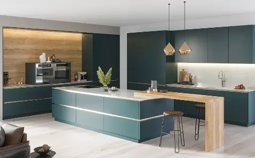 [OBK23-L10] Blue Green Kitchen Cabinets Modern Style OBK23-L10