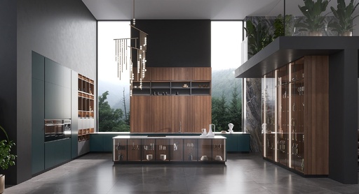 [OBK23-M02] High End Greenish Blue Kitchen Cabinets OBK23-M02
