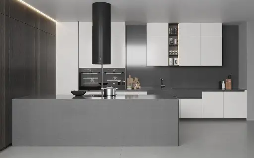 [OBK22-L23] Painted White Kitchen with Grey Island OBK22-L23