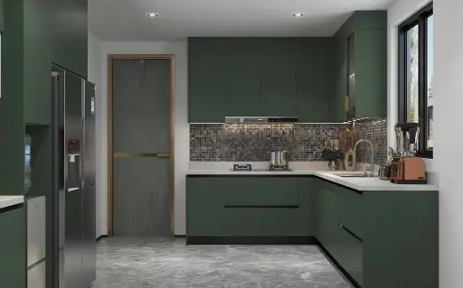 [OBK23-L01] Painted Green J Pull Wet Kitchen OBK23-L01