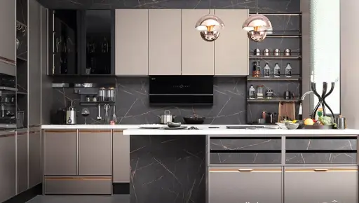 [BLCC21223] Contemporary Thermofoil Kitchen Cabinet Set BLCC21223