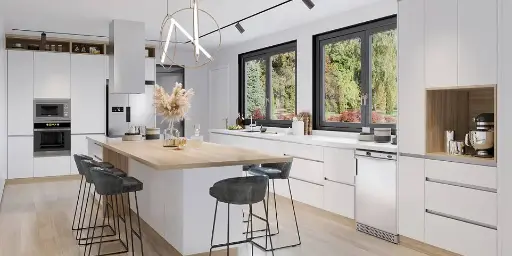 [OBK22-L01] Modern White Scandinavian Kitchen Design OBK22-L01
