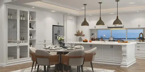 [OBK22-L05] Traditional Farmhouse Kitchen White Shaker Cabinets OBK22-L05