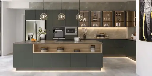 [OBK22-L07] Dark Grey Kitchen Cabinets Minimalist Style OBK22-L07