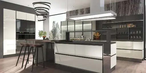 [OBK22-Moma] High Gloss Frameless Kitchen Cabinets OBK22-Moma