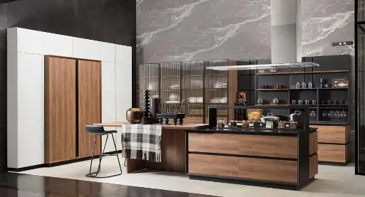 [OBK21-012] Melamine Wood Large Modern Kitchen Cabinets OBK21-012