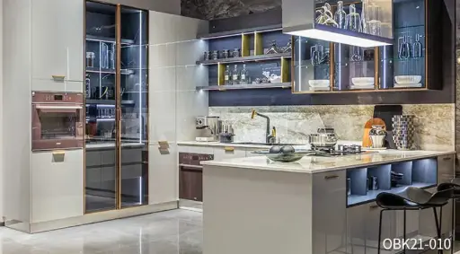 [OBK21-010] Glossy Kitchen Cabinets in Lacquer Finish OBK21-010
