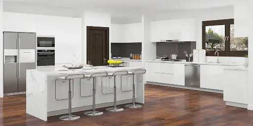 [OBK21-030] Kitchen Cabinet Modern Style in High Gloss White OBK21-030