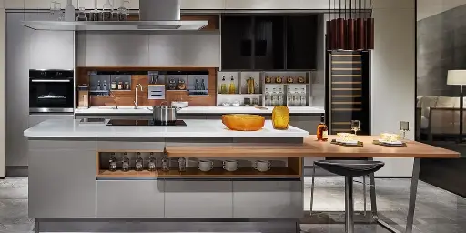 [OBK21-015] Lacquer Painting Kitchen Cabinets with Island OBK21-015