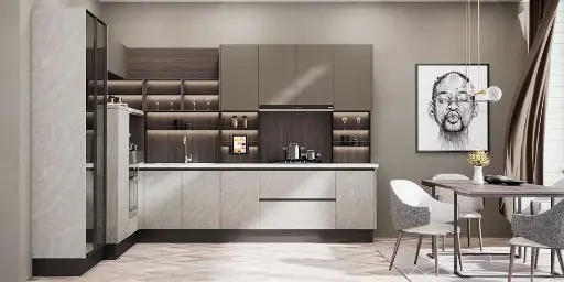 [BLCC20022] Gray Kitchen Cabinet with Laminate and Melamine Door BLCC20022