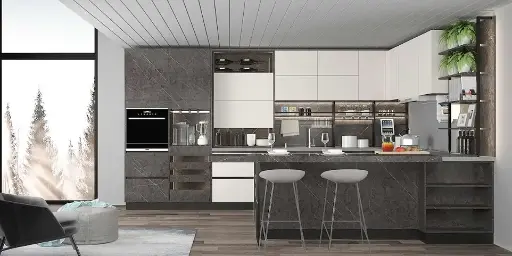[OBK21-018] Modern Two-Tone Economical Kitchen Cabinet OBK21-018