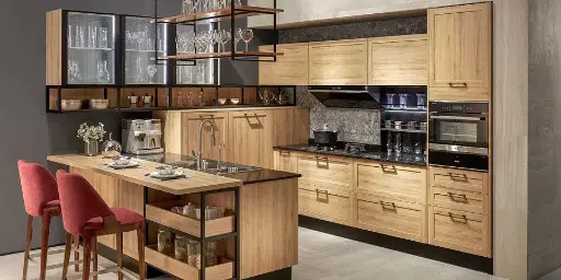 [OBK21-002] Rustic Melamine Wood Kitchen Cabinets OBK21-002