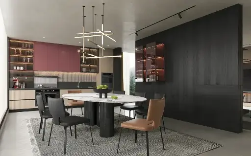 [OBK24L03] Red Modern Minimalist Stylish Kitchen Cabinets – OBK24L03