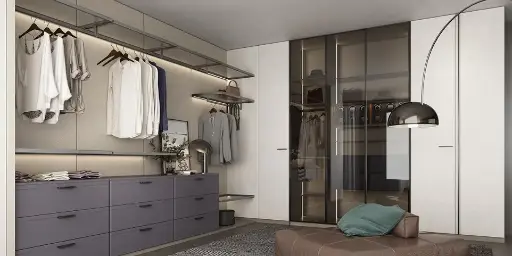 [OBW22-PVC01] Light Grey and Purple PVC Bedroom Cupboards OBW22-PVC01