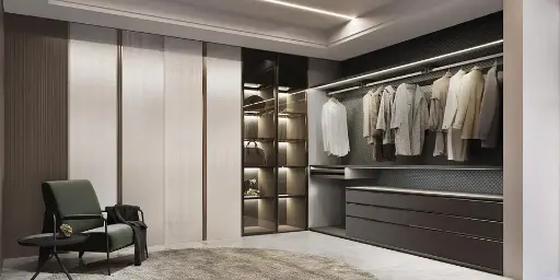 [OBW22-PVC02] Modern Corner L Shape Wardrobe Design OBW22-PVC02