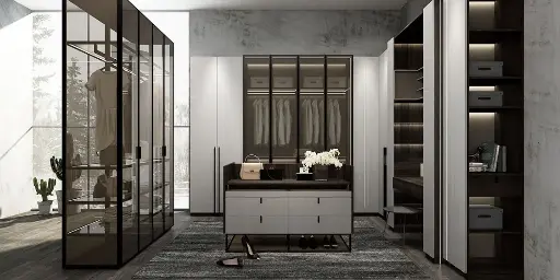 [OBW21-007] High Gloss White UV Lacquer Walk in Closet OBW21-007