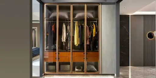 [BLYP20022-033] Contemporary Wardrobe with Brown Glass Doors BLYP20022-033