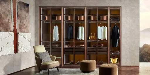 [OBW21-012] Modern Open Wardrobe with Glass Door OBW21-012