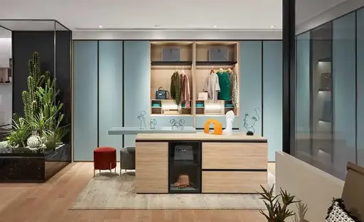 Light Blue Melamine Modern Simple Wardrobe