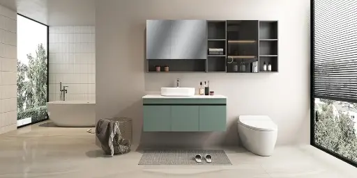 [BLWY23003] Mint Green Floating Vanity with Vessel Sink BLWY23003