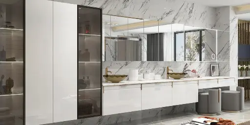 [OBV22-DR] Large Bathroom Vanity With Makeup Table OBV22-DR