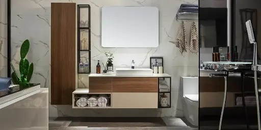 [OBV21-004] Bathroom Vanity Beige and Wood Grain OBV21-004